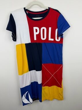 Polo Ralph Lauren Colorblock Logo Tee Y2K Patchwork Preppy Core M